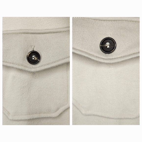 Zenana Beige Two Tone L/S Collared Button Front Elbow Patch Shacket Size XL - Picture 5 of 13